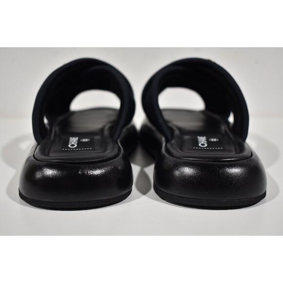 Chanel REV Black Fabric Criss Cross Puffy CC Logo Slide Mule Sandal Flop Flat 39 - Picture 11 of 12